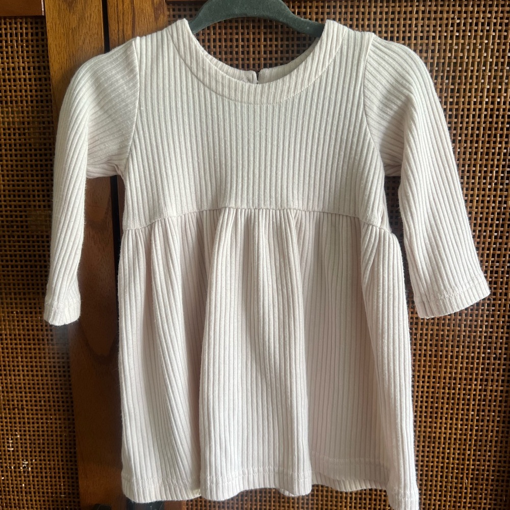 Mebie Baby Ribbed Long-Sleeve Ivory Dress